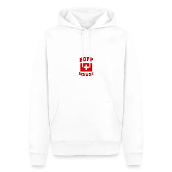 Suisse Hopp Schwiiz Flag Fanshirt Cadeau - Sweat à capuche Premium bio Homme - blanc - Devant - Nico (187cm)
