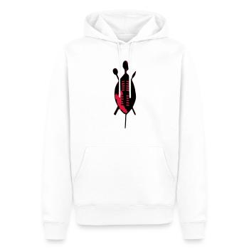 Zulu Shield - Men’s Premium Organic Hoodie - white - Front - Nico (187cm)