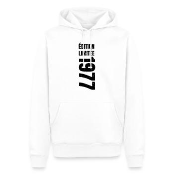1977 limited edition - Men’s Premium Organic Hoodie - white - Front - Nico (187cm)