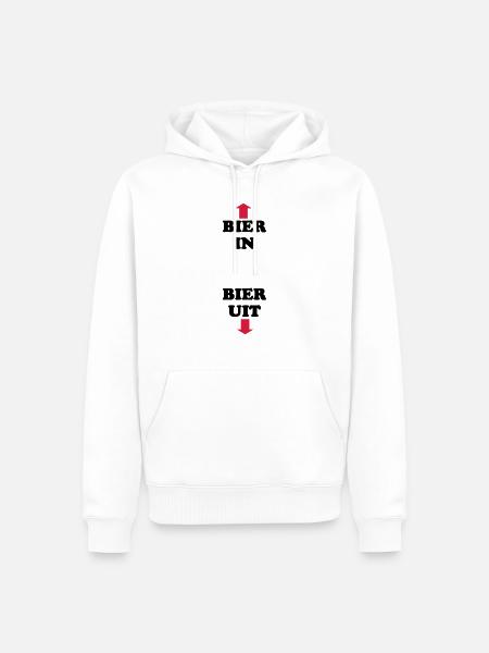 Bier in Bier uit - Men’s Premium Organic Hoodie - white