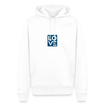 LOVE - Sweat à capuche Premium bio Homme - blanc - Devant - Nico (187cm)