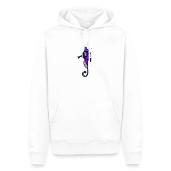 Lila Seepferdchen Neonpunkte - Männer Premium Bio Hoodie - Weiß - Vorne - Nico (187cm)