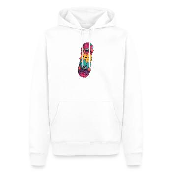 Flammen-Skateboard Lachendes Gesicht - Männer Premium Bio Hoodie - Weiß - Vorne - Nico (187cm)