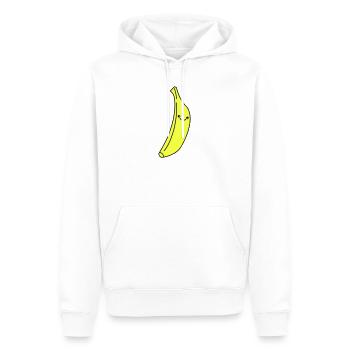 Banane Kawaii en jaune fluo - Sweat à capuche Premium bio Homme - blanc - Devant - Nico (187cm)