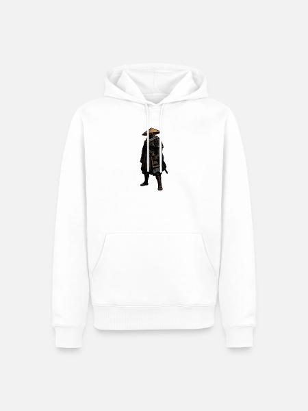 Samurai im Strohhut - Männer Premium Bio Hoodie - Weiß