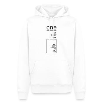 Un corps vivant, une âme, mais de nombreuses occasions de réessayer - Sweat à capuche Premium bio Homme - blanc - Devant - Nico (187cm)