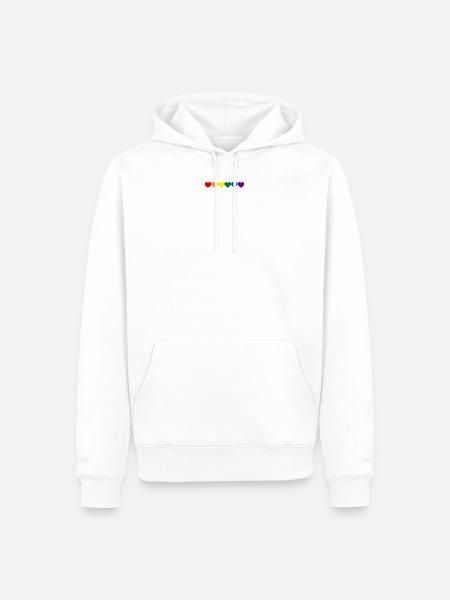 Kleine Regenbogenherzen LGBT lesbian gay bisexual - Männer Premium Bio Hoodie - Weiß