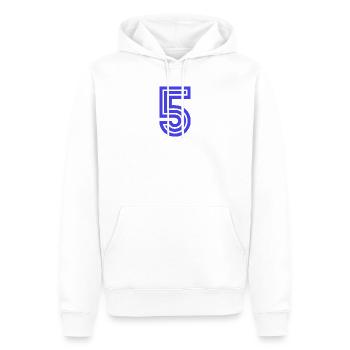 5. 5 YEARS. 5th ANNIVERSARY. 5 YEAR ANNIVERSARY - Men’s Premium Organic Hoodie - white - Front - Nico (187cm)