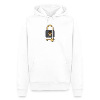 Sécurité des cryptomonnaies | Symbole de serrure et de clé - Sweat à capuche Premium bio Homme - blanc - Devant - Nico (187cm)