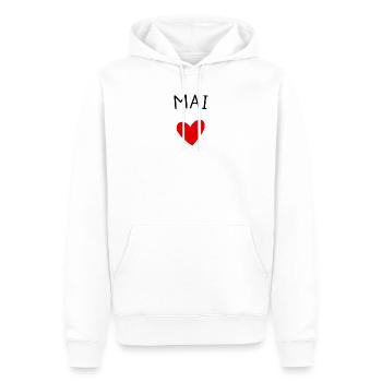 Future maman Mai – Bébé en route ❤️ - Sweat à capuche Premium bio Homme - blanc - Devant - Nico (187cm)