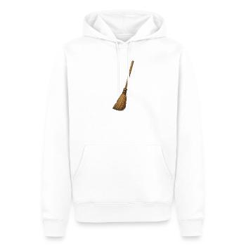 Broom Craft Illustration in Wood Brown - Men’s Premium Organic Hoodie - white - Front - Nico (187cm)