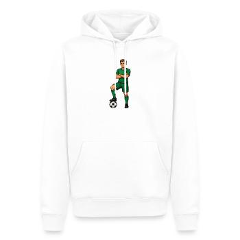 Maillot Héros du Football Vert - Sweat à capuche Premium bio Homme - blanc - Devant - Nico (187cm)
