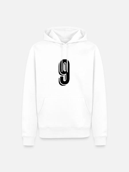 Maillot numéro neuf - numéro - 9 - Sweat à capuche Premium bio Homme - blanc