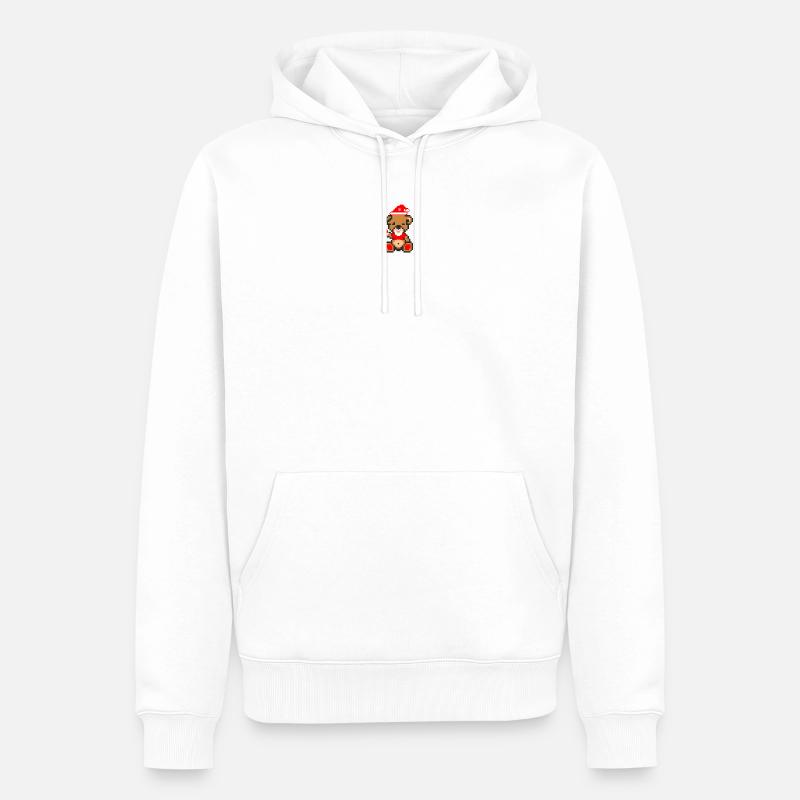 Pixel MiniBear Xmas - Sweat à capuche Premium bio Homme - blanc