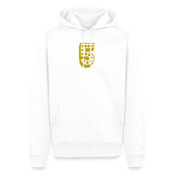 5. 5 YEARS. 5th ANNIVERSARY. 5 YEAR ANNIVERSARY - Men’s Premium Organic Hoodie - white - Front - Nico (187cm)
