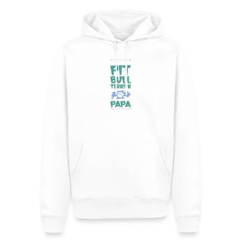 papa pit-dog - Sweat à capuche Premium bio Homme - blanc - Devant - Nico (187cm)