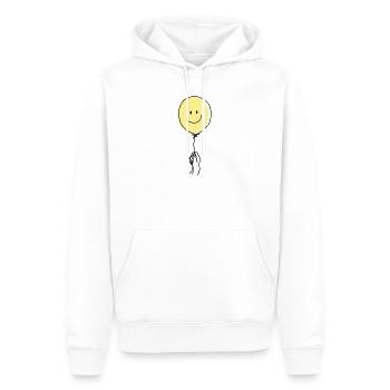 Minimalistische Strichzeichnung Hand hält Lächeln Ballon - Männer Premium Bio Hoodie - Weiß - Vorne - Nico (187cm)