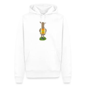 Llama with colorful backpack - Men’s Premium Organic Hoodie - white - Front - Nico (187cm)