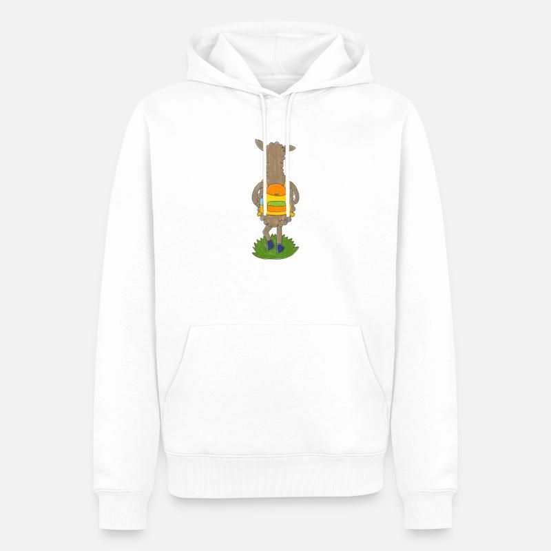 Lama mit buntem Rucksack - Männer Premium Bio Hoodie - Weiß