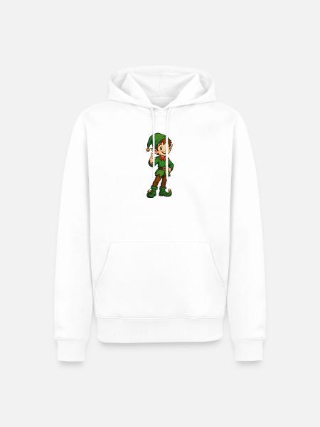 Grüner Elf Zipfelmütze - Männer Premium Bio Hoodie - Weiß