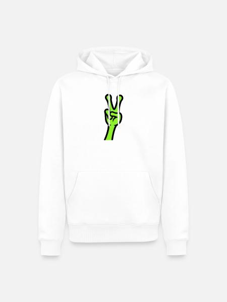 Alien Hand Peace Zeichen Icon - Männer Premium Bio Hoodie - Weiß