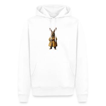 Hase im regenmantel im Retro Style - Männer Premium Bio Hoodie - Weiß - Vorne - Nico (187cm)