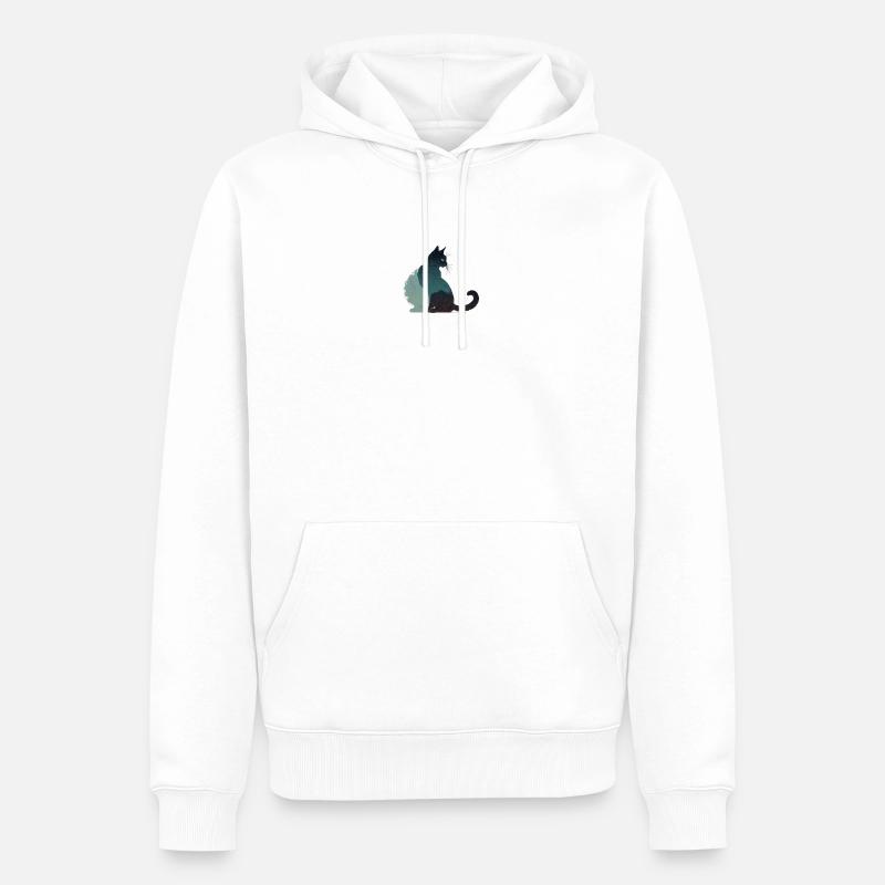 chat noir - Sweat à capuche Premium bio Homme - blanc