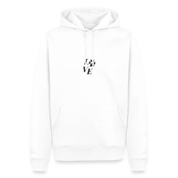 LOVE DOG PAWS BLACK GRUNGE - Männer Premium Bio Hoodie - Weiß - Vorne - Nico (187cm)