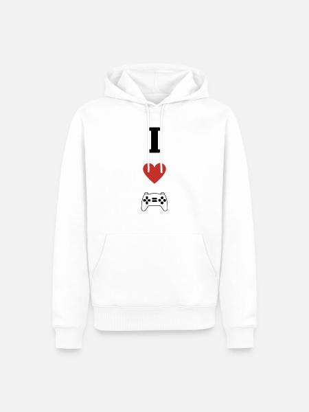 I LOVE GAMES - Männer Premium Bio Hoodie - Weiß