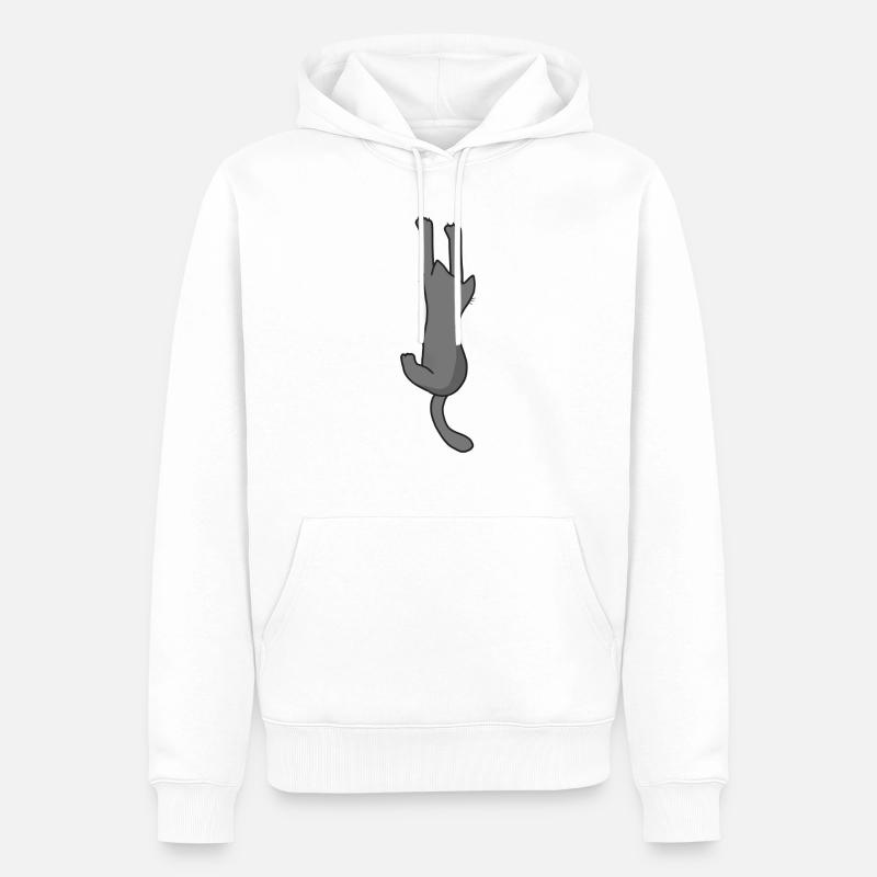 Chat gris espiègle, chats d’amour - Sweat à capuche Premium bio Homme - blanc