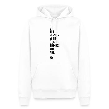 personne chien - Sweat à capuche Premium bio Homme - blanc - Devant - Nico (187cm)