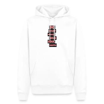 Qu’est-ce qui rend ton âme heureuse - Sweat à capuche Premium bio Homme - blanc - Devant - Nico (187cm)