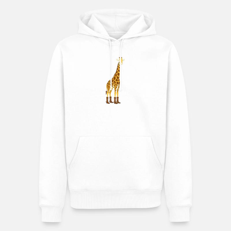 Girafe avec une déclaration de botte - Sweat à capuche Premium bio Homme - blanc