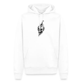 Totenkopf mit Dolch Gothic Horror-Grafik - Männer Premium Bio Hoodie - Weiß - Vorne - Nico (187cm)