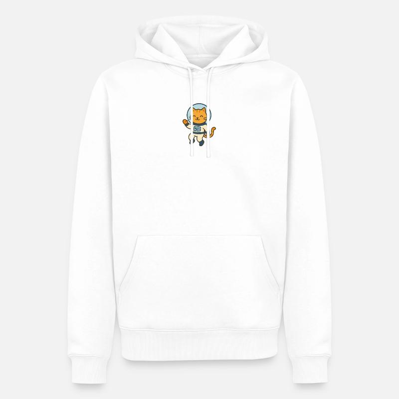 Astrochat - Sweat à capuche Premium bio Homme - blanc