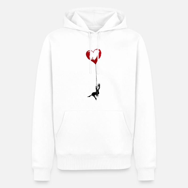 Fille avec du cœur - Sweat à capuche Premium bio Homme - blanc