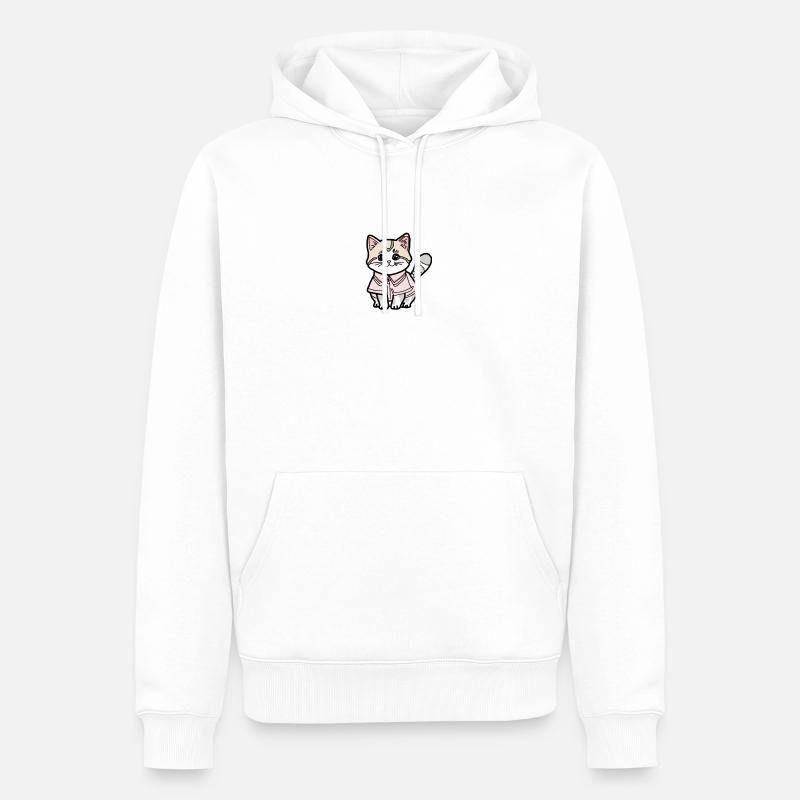 Katze mit Pulli - Männer Premium Bio Hoodie - Weiß