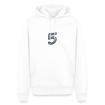 5. 5 ANS. 5e ANNIVERSAIRE. ANNIVERSAIRE 5 ANS. 5. - Sweat à capuche Premium bio Homme - blanc - Devant - Nico (187cm)