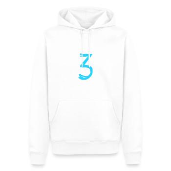3 ANS. 3e ANNIVERSAIRE. ANNIVERSAIRE 3 ANS.TROIS - Sweat à capuche Premium bio Homme - blanc - Devant - Nico (187cm)