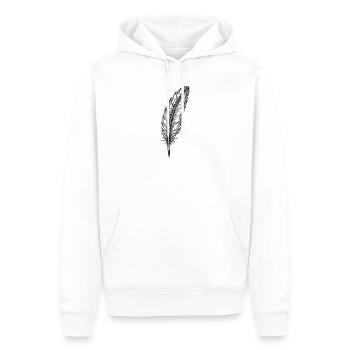 Shimmering Feather in Black - Men’s Premium Organic Hoodie - white - Front - Nico (187cm)