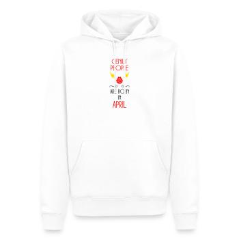 Dschinnen werden im April geboren – Jubiläum - Männer Premium Bio Hoodie - Weiß - Vorne - Nico (187cm)