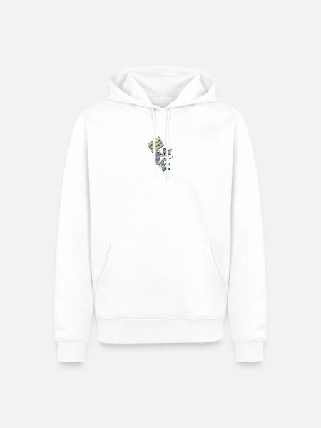 Frecher Waschbär - Hindernisse sind Chancen - Männer Premium Bio Hoodie - Weiß
