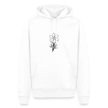 Dessin de fleur Nature croquis noir - Sweat à capuche Premium bio Homme - blanc - Devant - Nico (187cm)