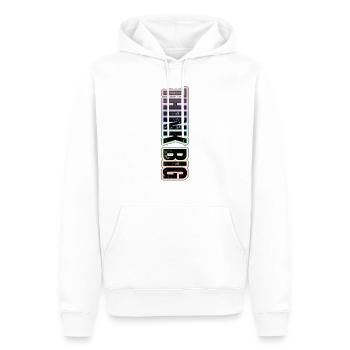 THINK BIG – pastellfarbene Motivationsbeschriftung - Männer Premium Bio Hoodie - Weiß - Vorne - Nico (187cm)