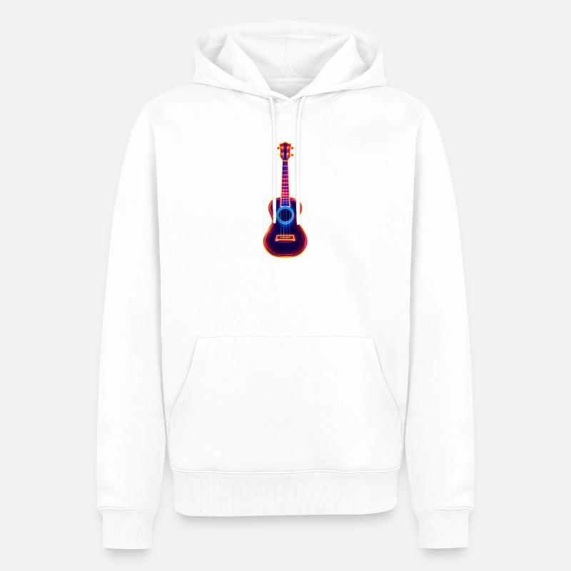 Ukulélé Synthwave rétro - Sweat à capuche Premium bio Homme - blanc
