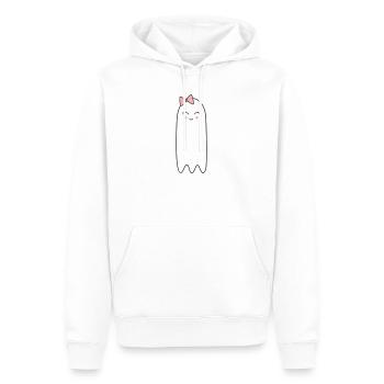 Geist mit rosa Schleife – Süßes Halloween Design - Männer Premium Bio Hoodie - Weiß - Vorne - Nico (187cm)