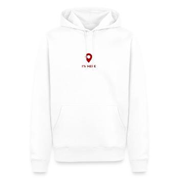 Je suis ici Design minimal - Sweat à capuche Premium bio Homme - blanc - Devant - Nico (187cm)