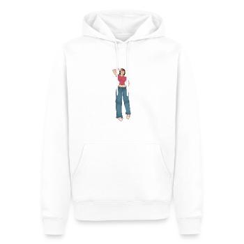 Dessin illustration fille qui marche - Sweat à capuche Premium bio Homme - blanc - Devant - Nico (187cm)