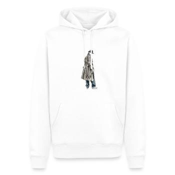 The Mr. Trenchcoat - Männer Premium Bio Hoodie - Weiß - Vorne - Nico (187cm)