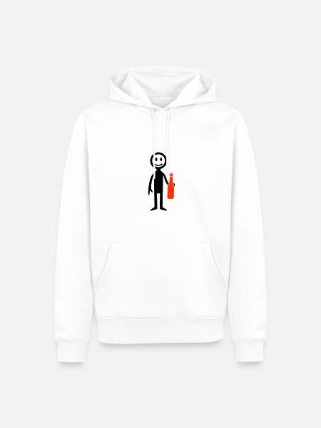 Bier Trinken Strichmännchen - Männer Premium Bio Hoodie - Weiß